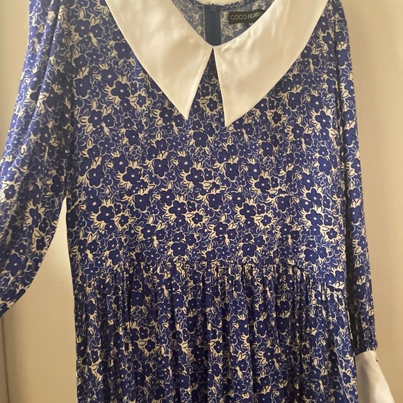 COCO FENNELL BLUE DITSY FLORAL COLLAR VISCOSE CREPE MINI DRESS usa 10 - Picture 6 of 11